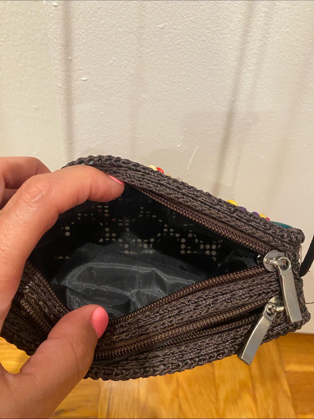 Brand new Handmade Dark Brown Crossbody Bag with Colorful Bead Embellishments - Picture 6 of 8